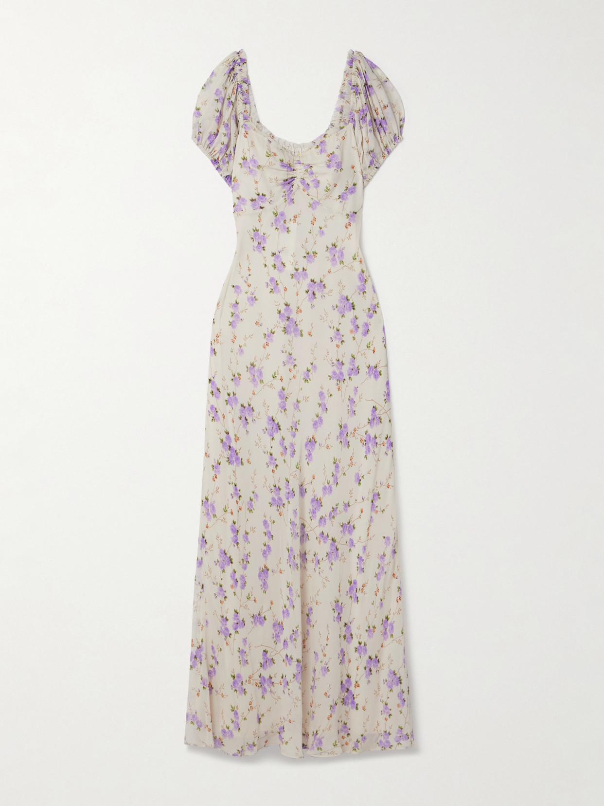 Loveshackfancy Madara Floral-print Crepe De Chine Maxi Dress In Purple