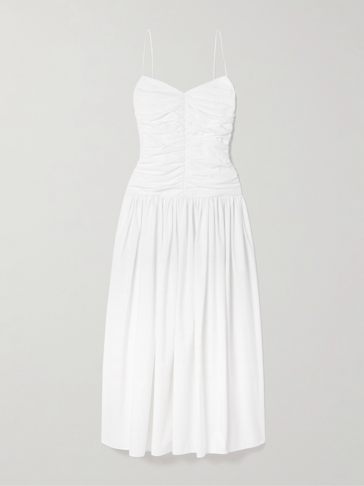 Matteau + Net Sustain Gathered Organic Cotton Midi Dress In White