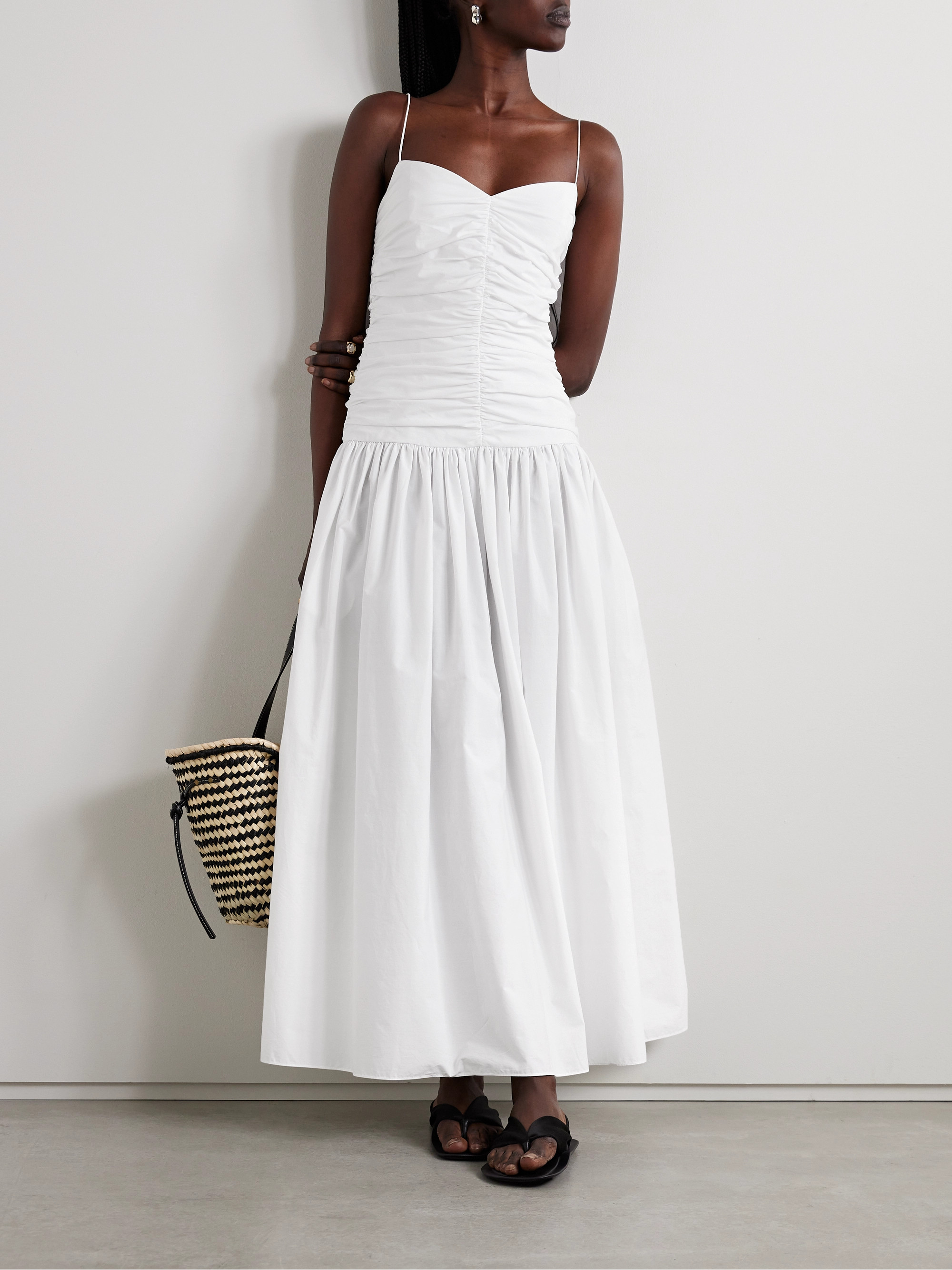 Matteau - Gathered organic cotton midi dress