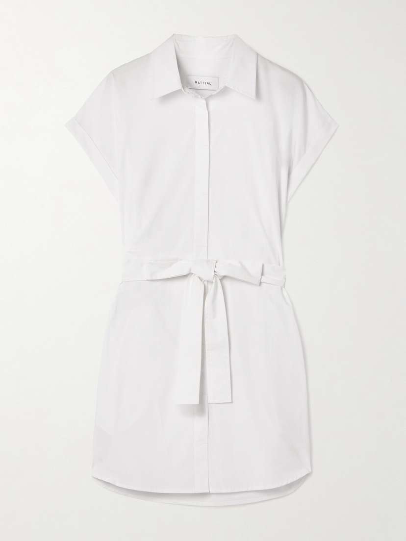 Matteau Belted Organic Cotton-poplin Mini Shirt Dress