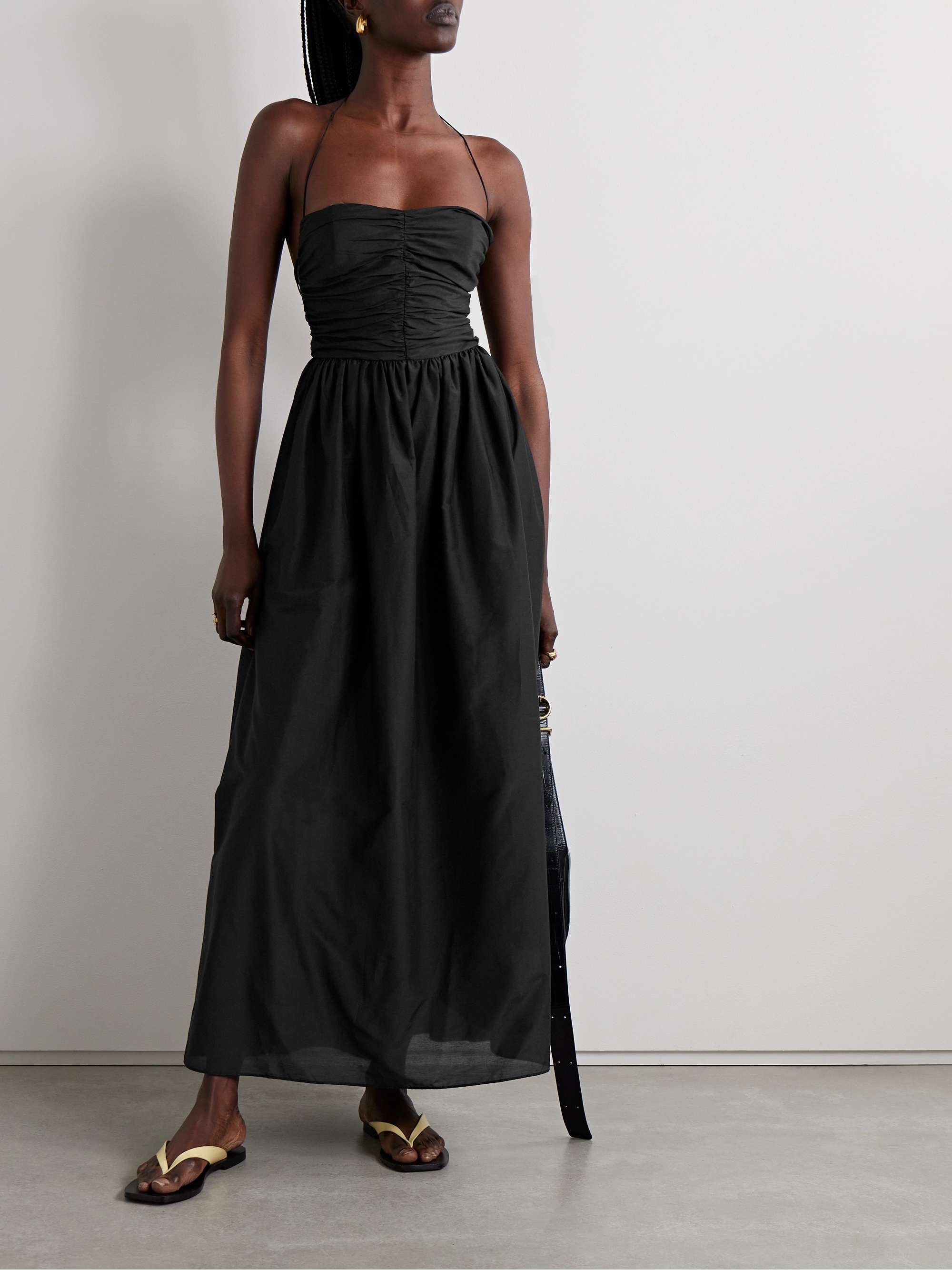 Matteau | Organic Cotton & Silk-Blend Halterneck Midi Dress