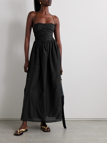 Matteau Organic cotton and silk-blend halterneck maxi dress