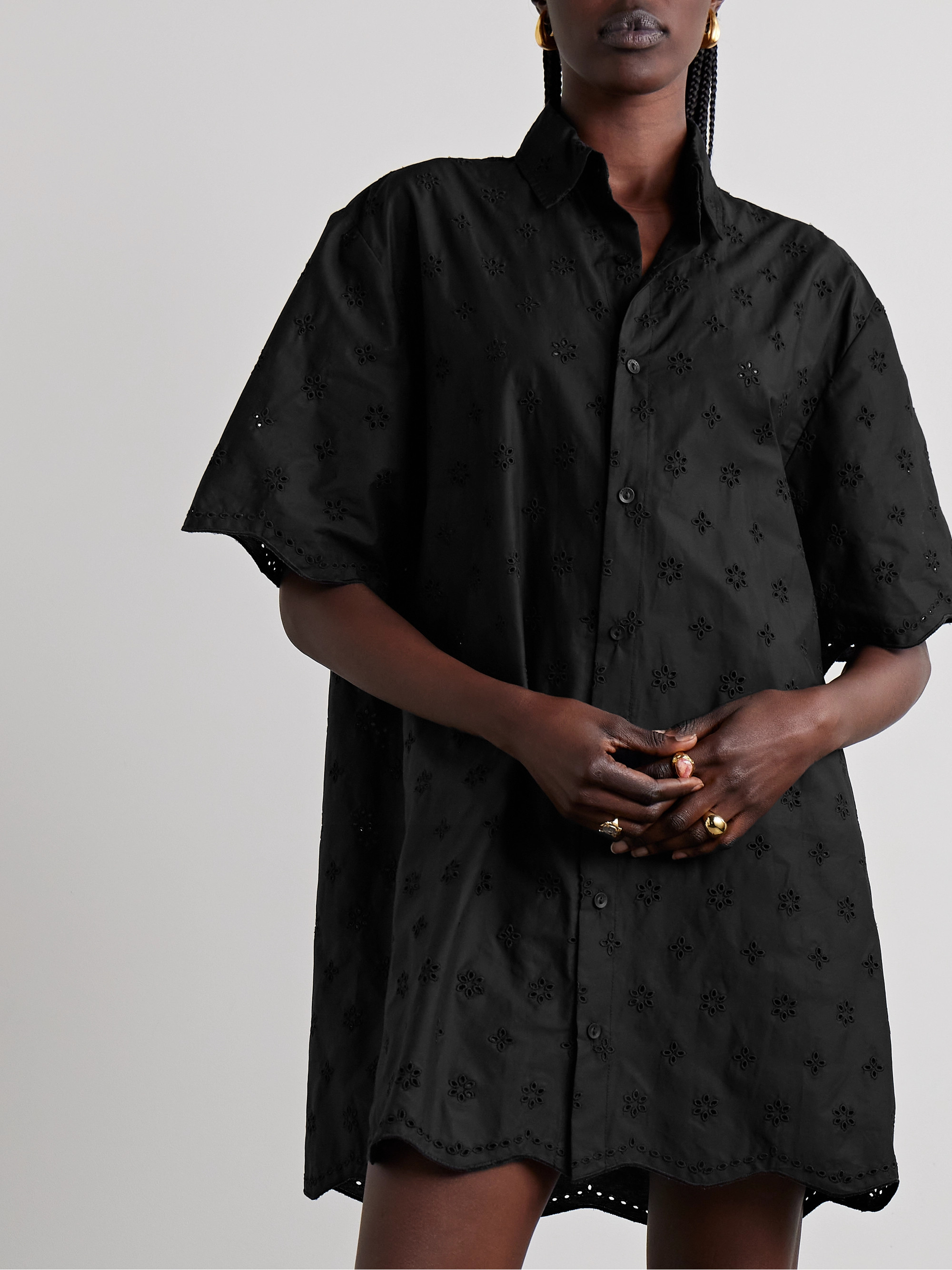 Matteau + NET SUSTAIN broderie anglaise organic cotton mini shirt dress thumbnail