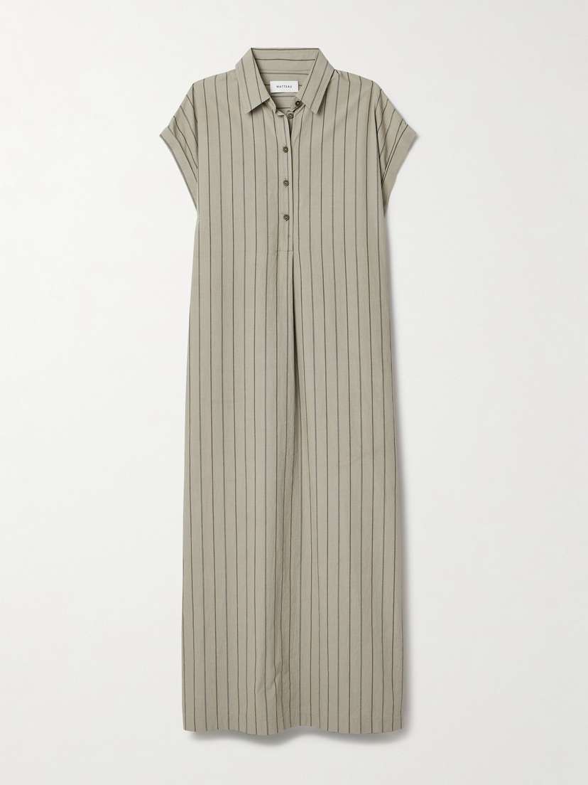 Matteau Oversized Striped Organic Cotton And Linen-blend Maxi Dress