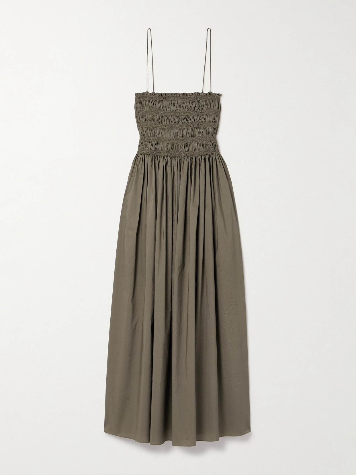 Matteau - Shirred Organic Cotton Midi Dress - Green