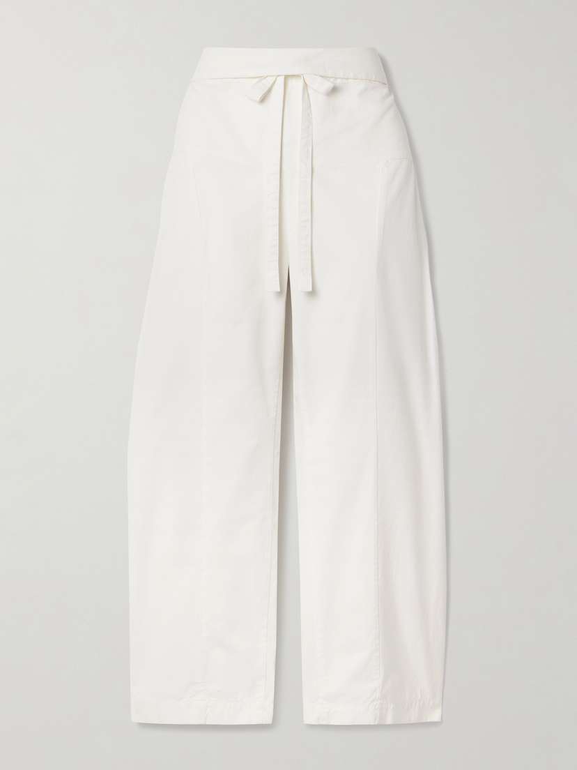 Matteau Tie-detailed Paneled Cotton Wide-leg Pants