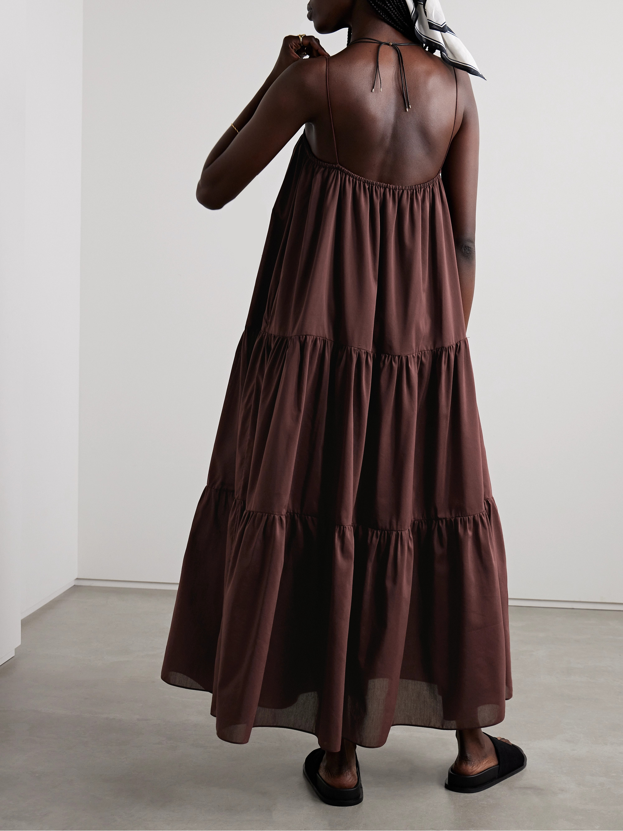 Matteau Tiered organic cotton and silk-blend midi dress thumbnail