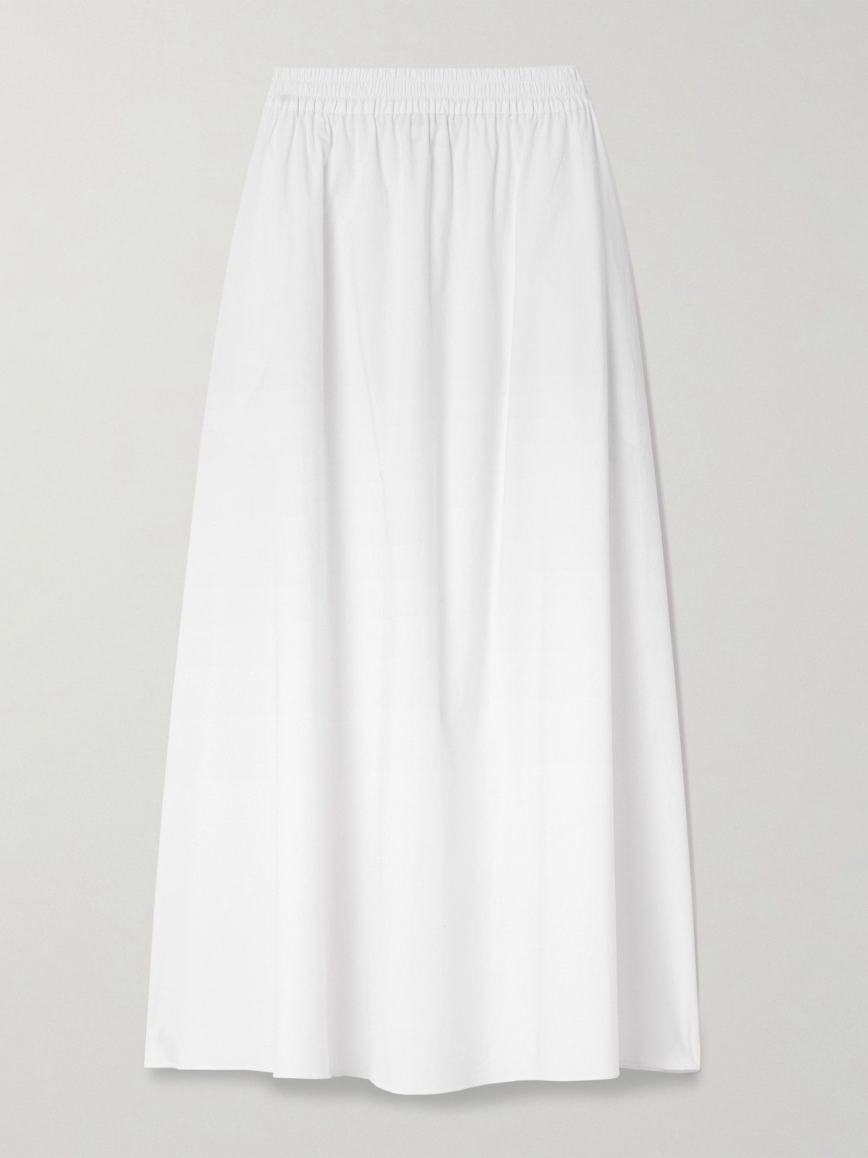 Matteau + Net Sustain Pleated Organic Cotton-poplin Midi Skirt In White