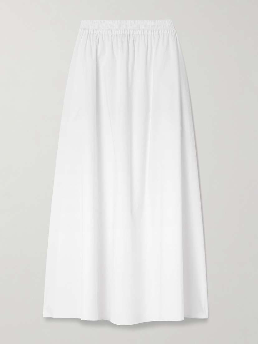 Matteau Pleated Organic Cotton-poplin Maxi Skirt