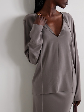 Matteau Tie-neck organic silk blouse