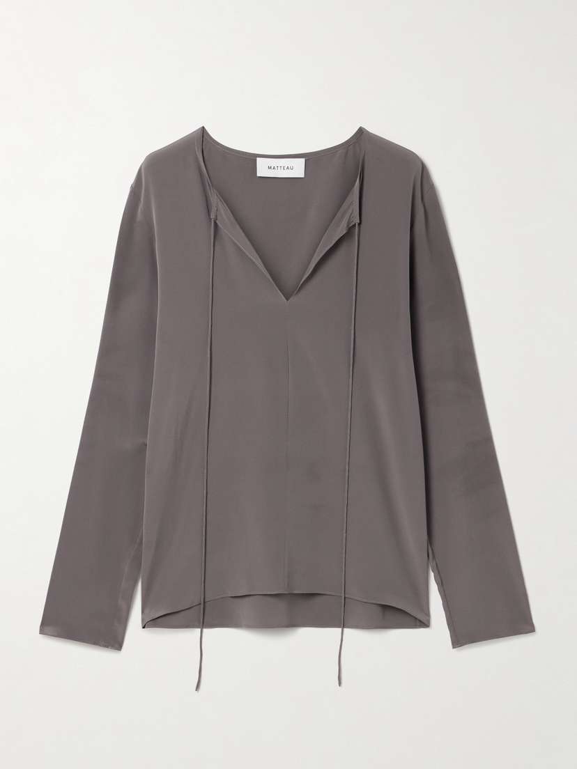 Matteau Tie-neck Organic Silk Blouse