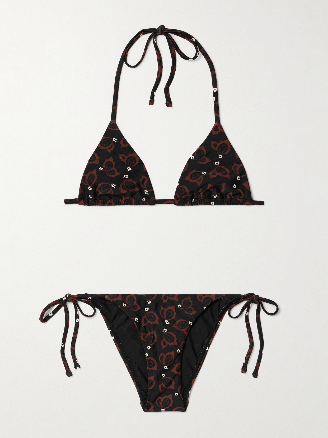 Matteau + Net Sustain Floral-print Recycled Triangle Bikini In Black