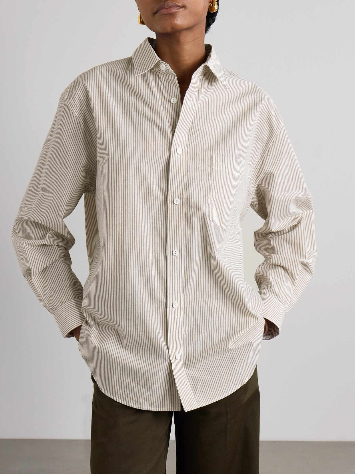 MATTEAU STRIPED ORGANIC COTTON-POPLIN SHIRT