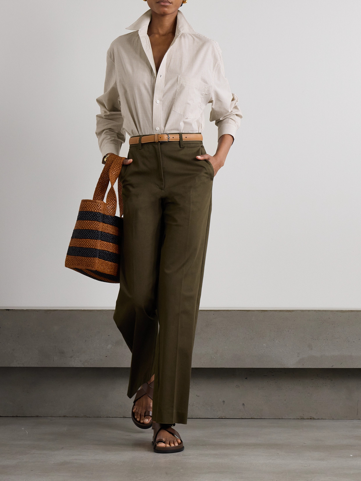 MATTEAU STRIPED ORGANIC COTTON-POPLIN SHIRT