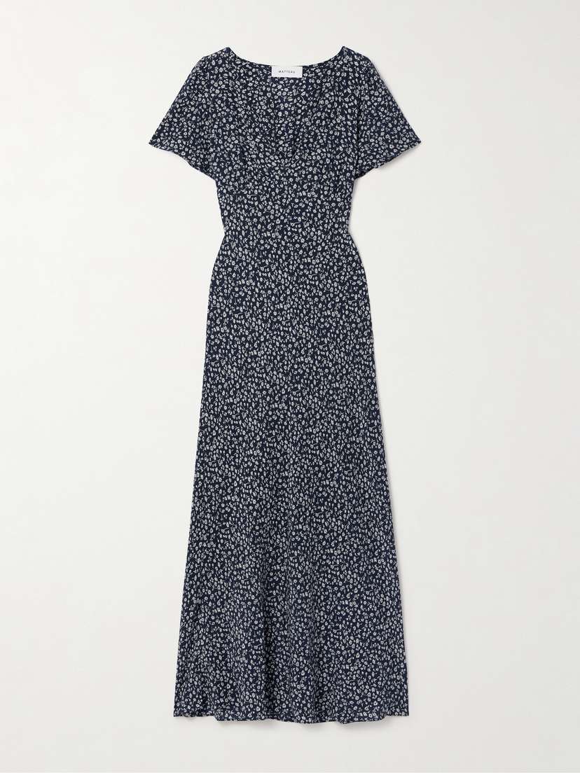 Matteau Floral-print Organic Silk Crepe De Chine Maxi Dress
