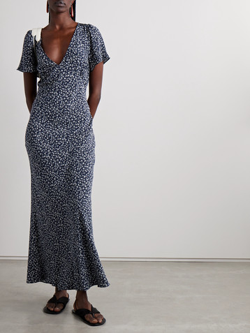 Matteau Floral-print organic silk crepe de chine maxi dress