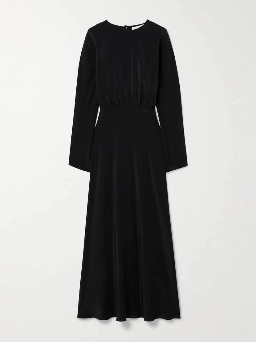 Matteau Gathered Organic Silk-satin Maxi Dress