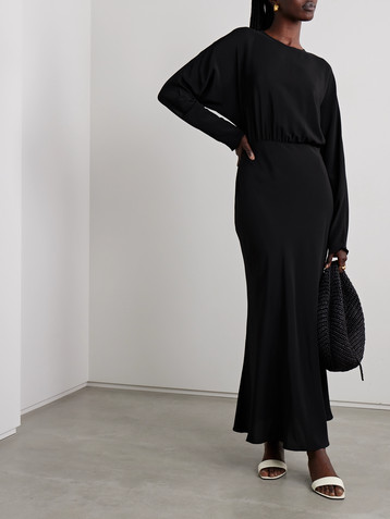 Matteau Gathered organic silk-satin maxi dress