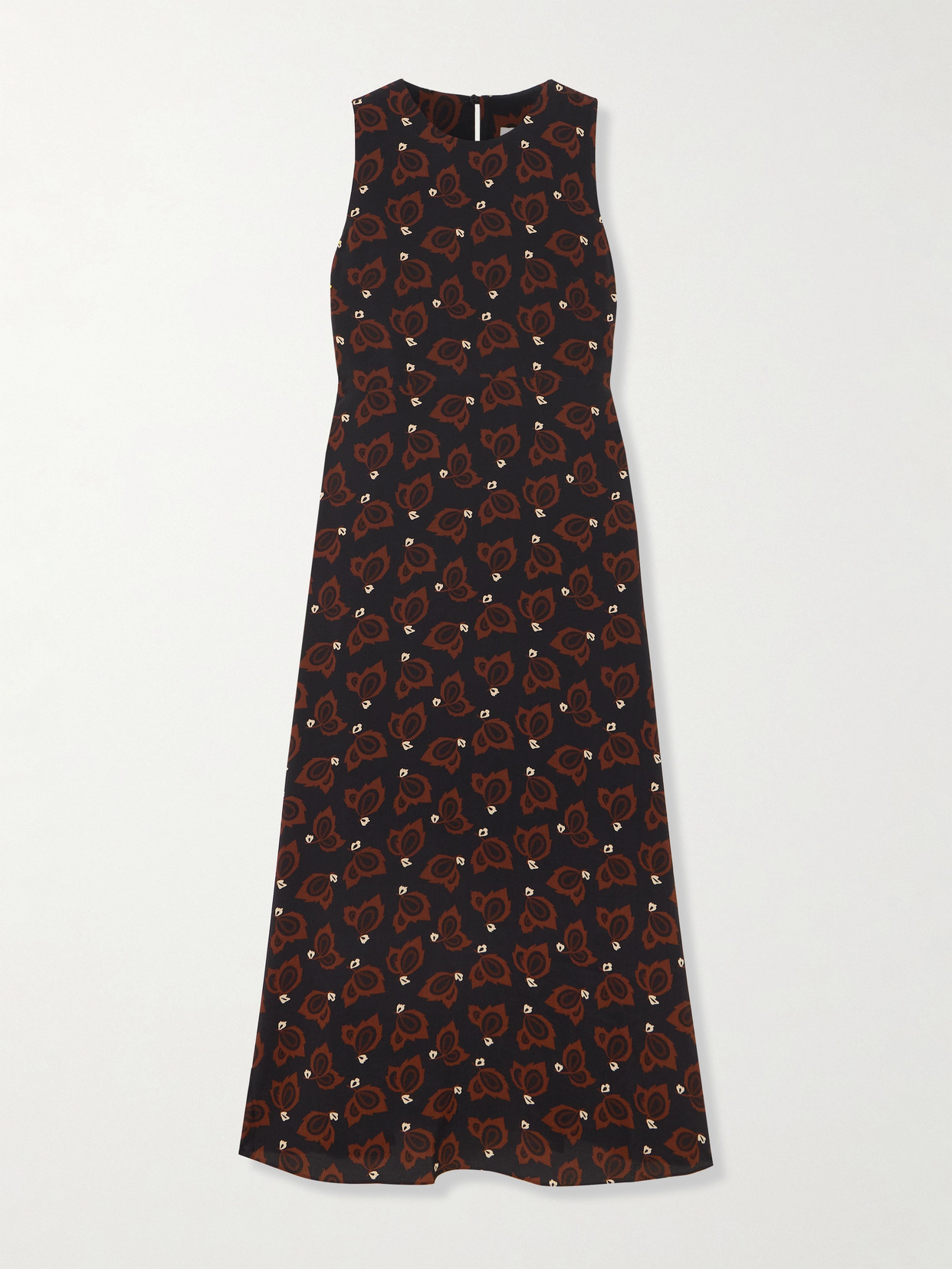 Matteau - Printed Silk Crepe De Chine Midi Dress - Black
