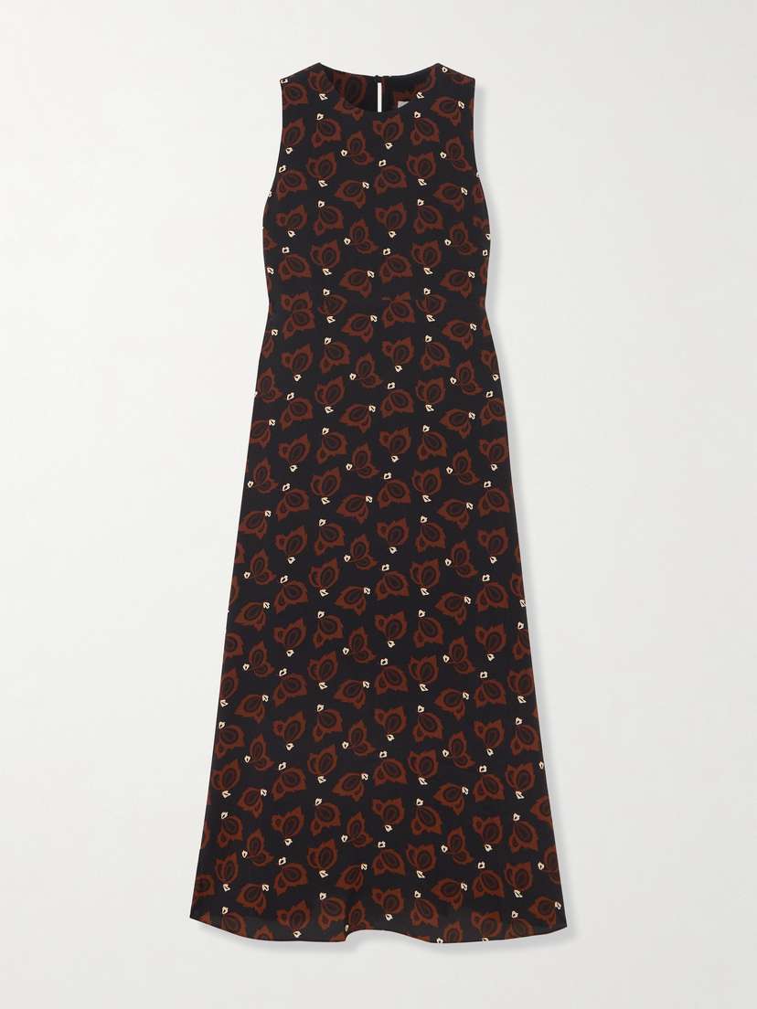 Matteau Printed Silk Crepe De Chine Midi Dress