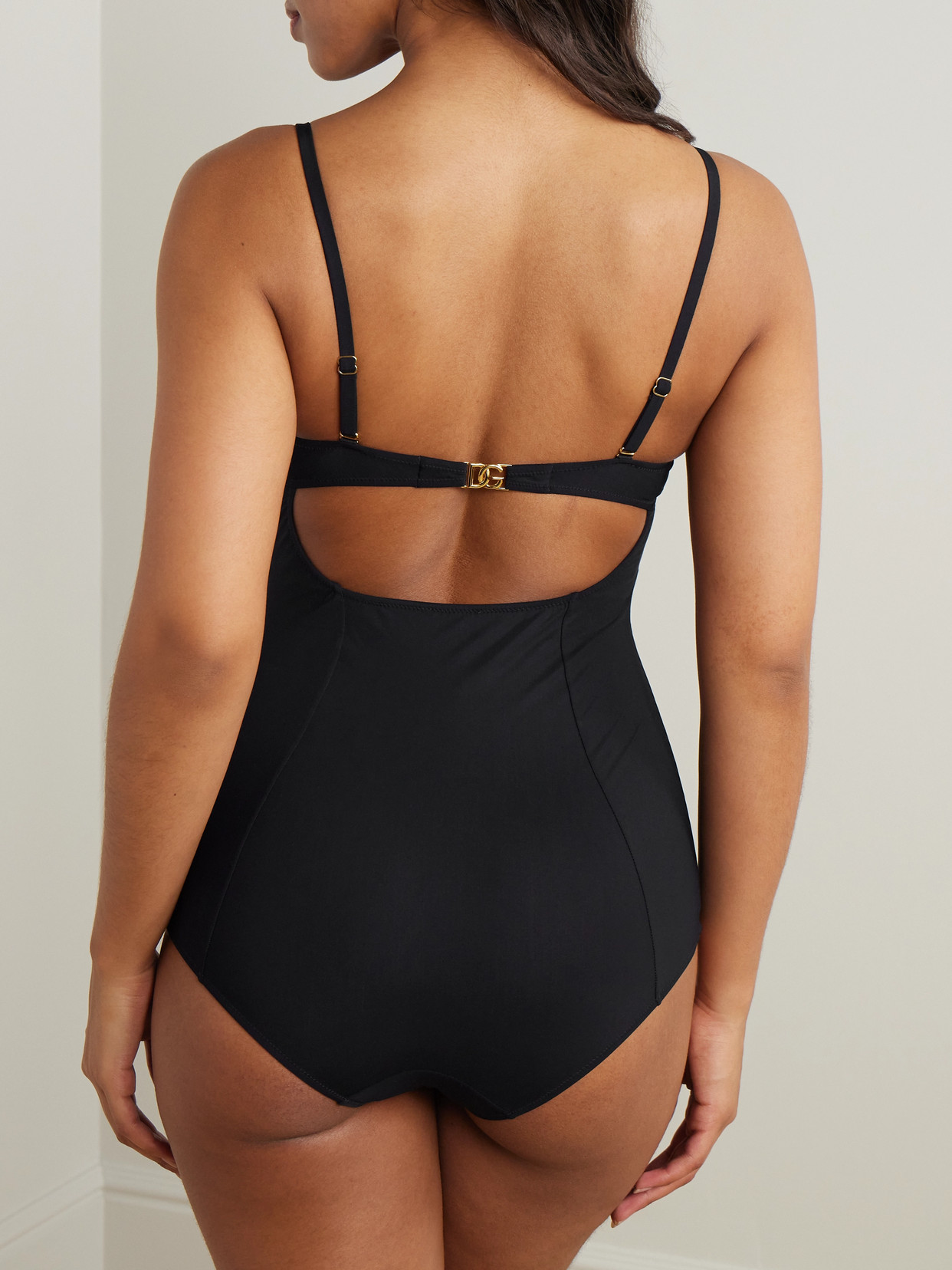 Shop Dolce & Gabbana Cutout Underwired Swimsuit In Black