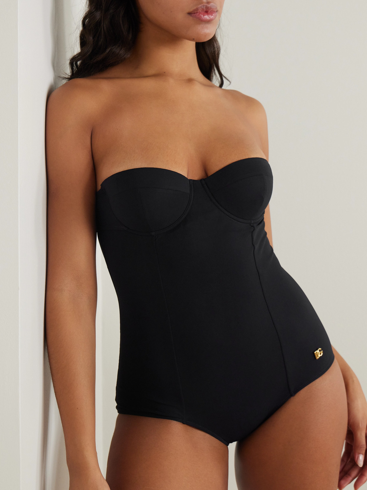 Shop Dolce & Gabbana Cutout Underwired Swimsuit In Black