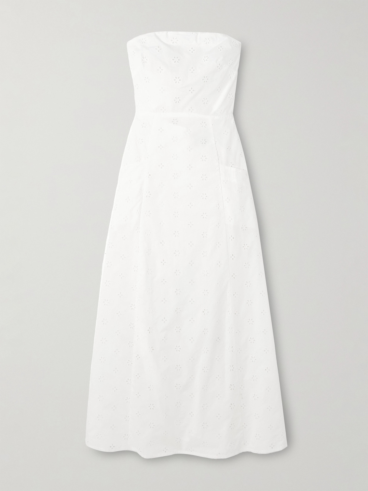 Matteau Stapless Bow-detailed Broderie Anglaise Organic Cotton Midi Dress In White