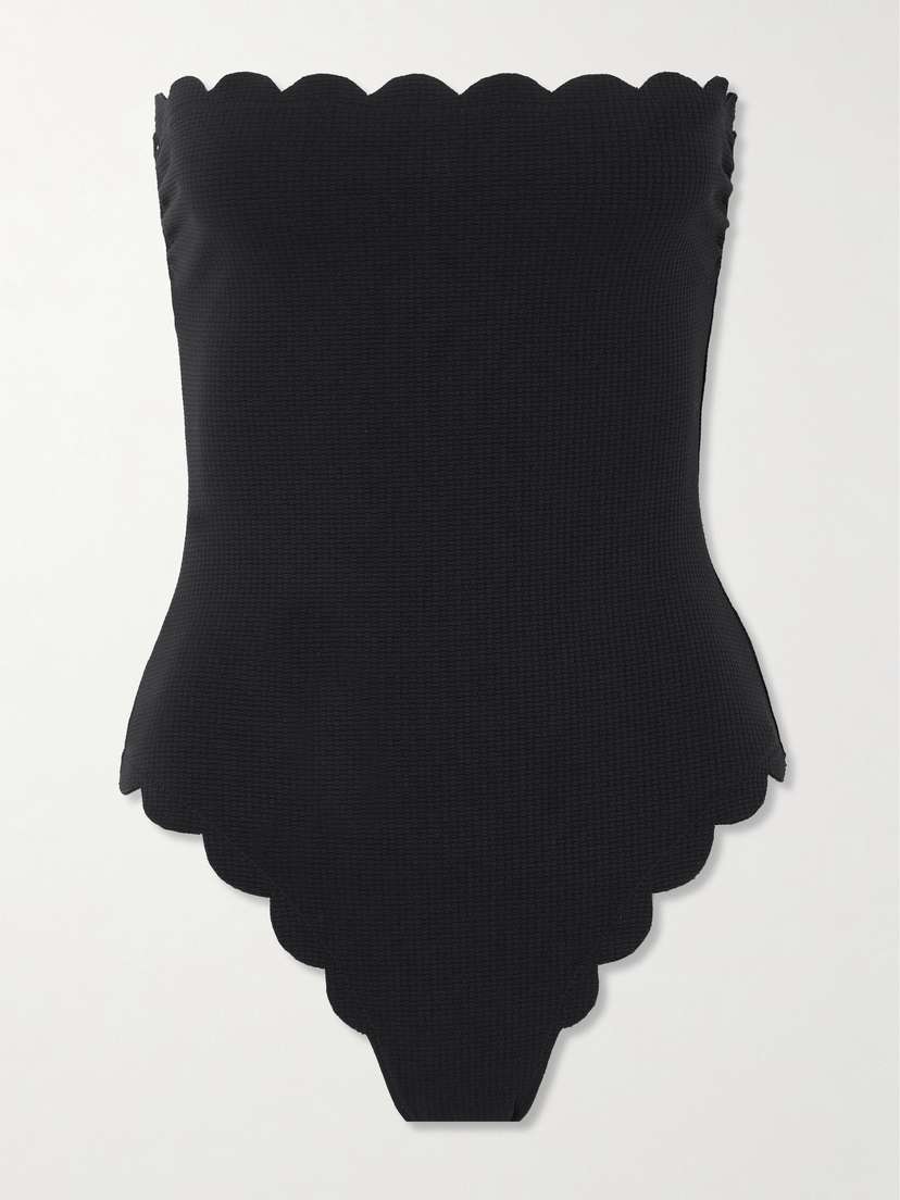 Marysia Chesapeake Reversible Strapless Scalloped Stretch-crepe Swimsuit