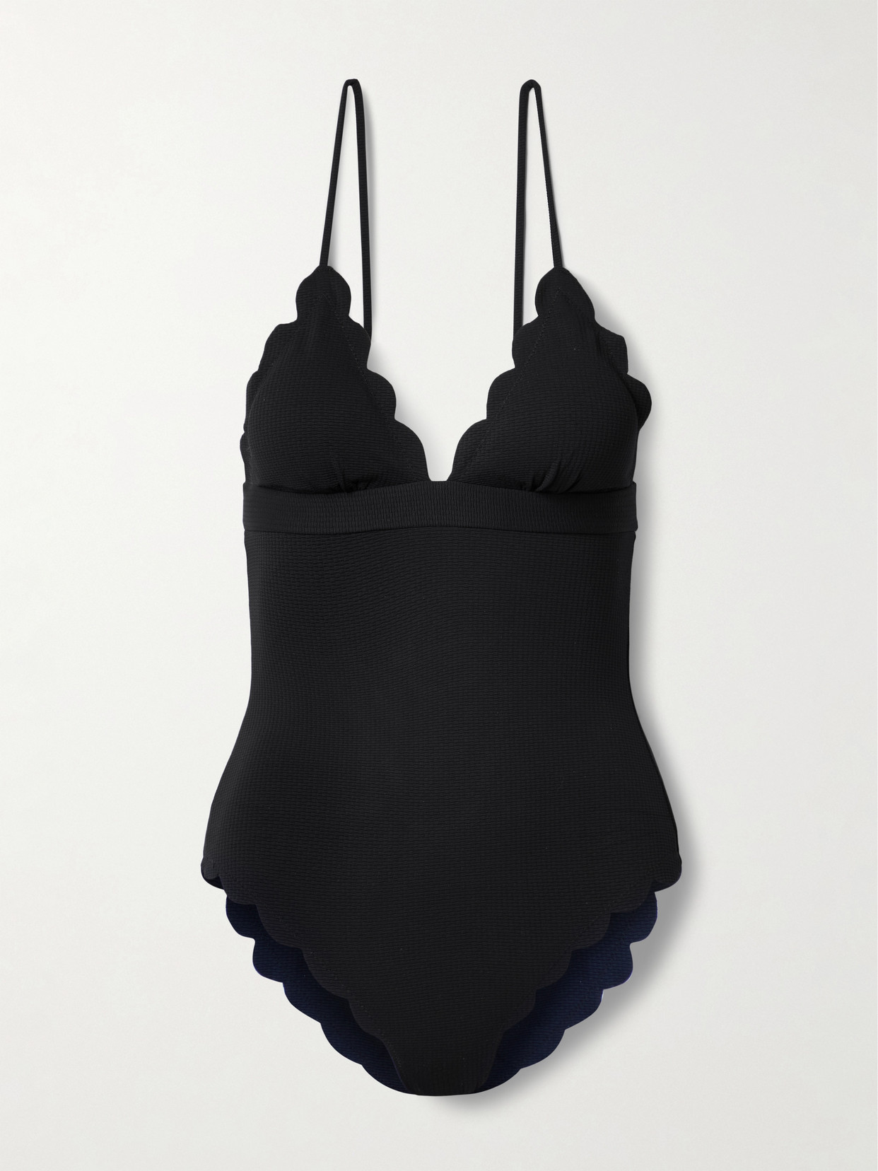 Marysia Santa Clara Scalloped Crepe Swimsuit In Black