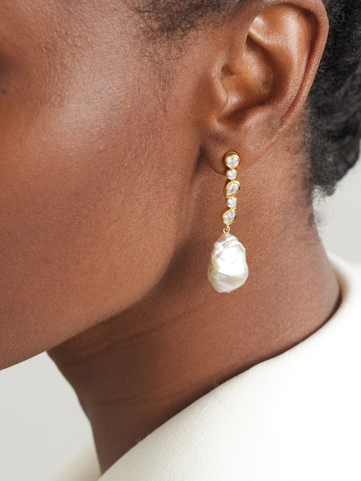 Completedworks Recycled Gold Vermeil, Pearl And Cubic Zirconia Earrings In White