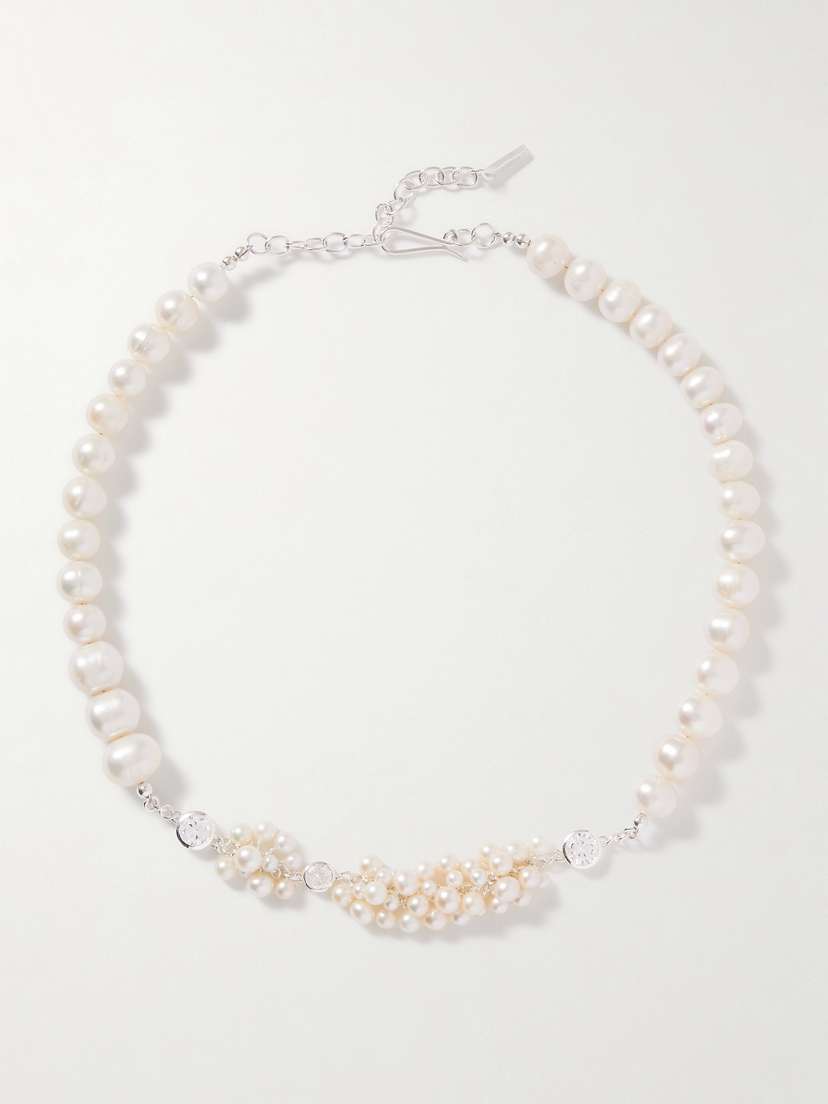 Completedworks Gold-plated Recycled Silver, Pearl And Cubic Zirconia Necklace