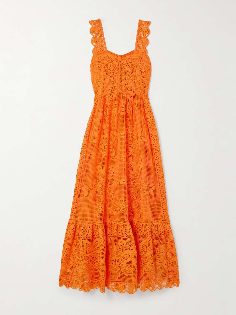 Farm Rio Scalloped Guipure Lace Maxi Dress - xx small