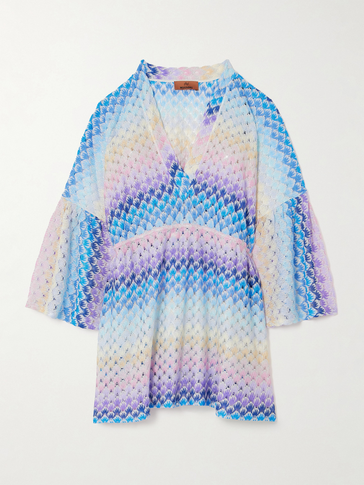Missoni - Mare Striped Metallic Crochet-knit Mini Dress - Blue
