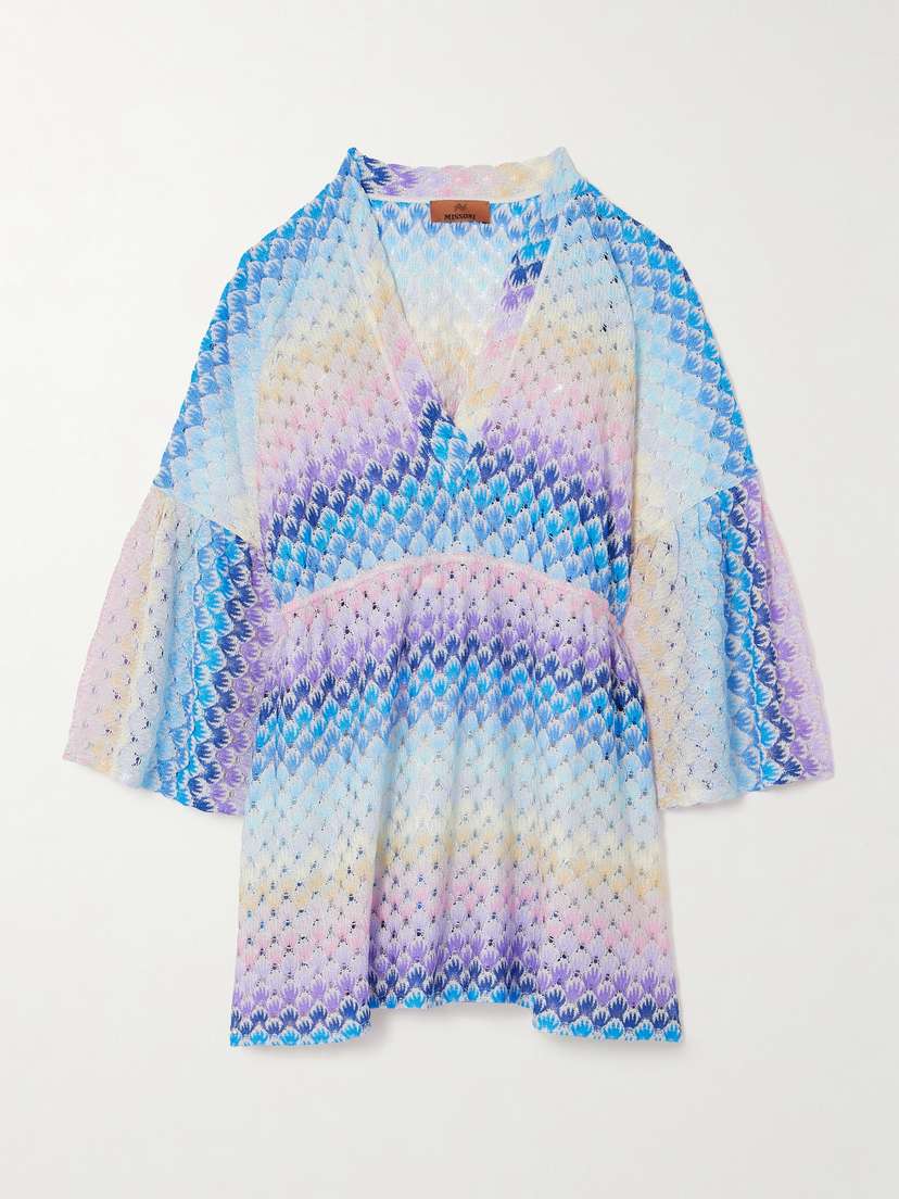 Missoni Mare Striped Metallic Crochet-knit Mini Dress