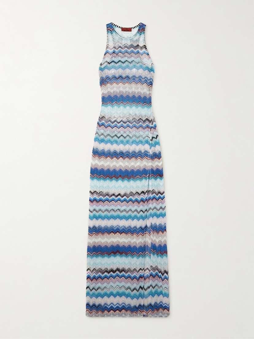 Missoni Mare Striped Metallic Crochet-knit Maxi Dress