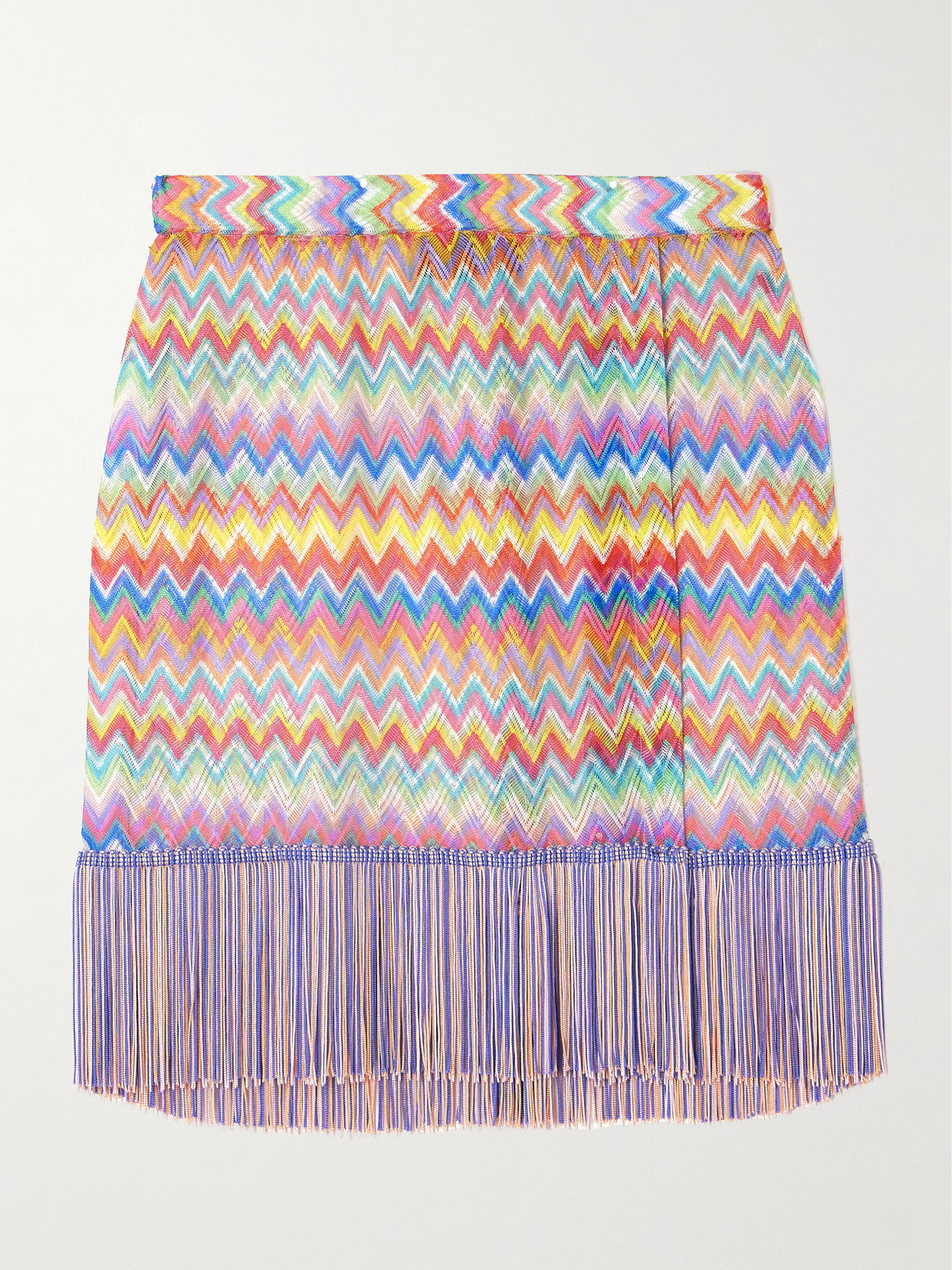 Missoni Fringed Striped Crochet-knit Mini Skirt In Multi