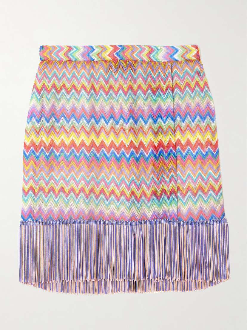 Missoni Fringed Striped Crochet-knit Mini Skirt