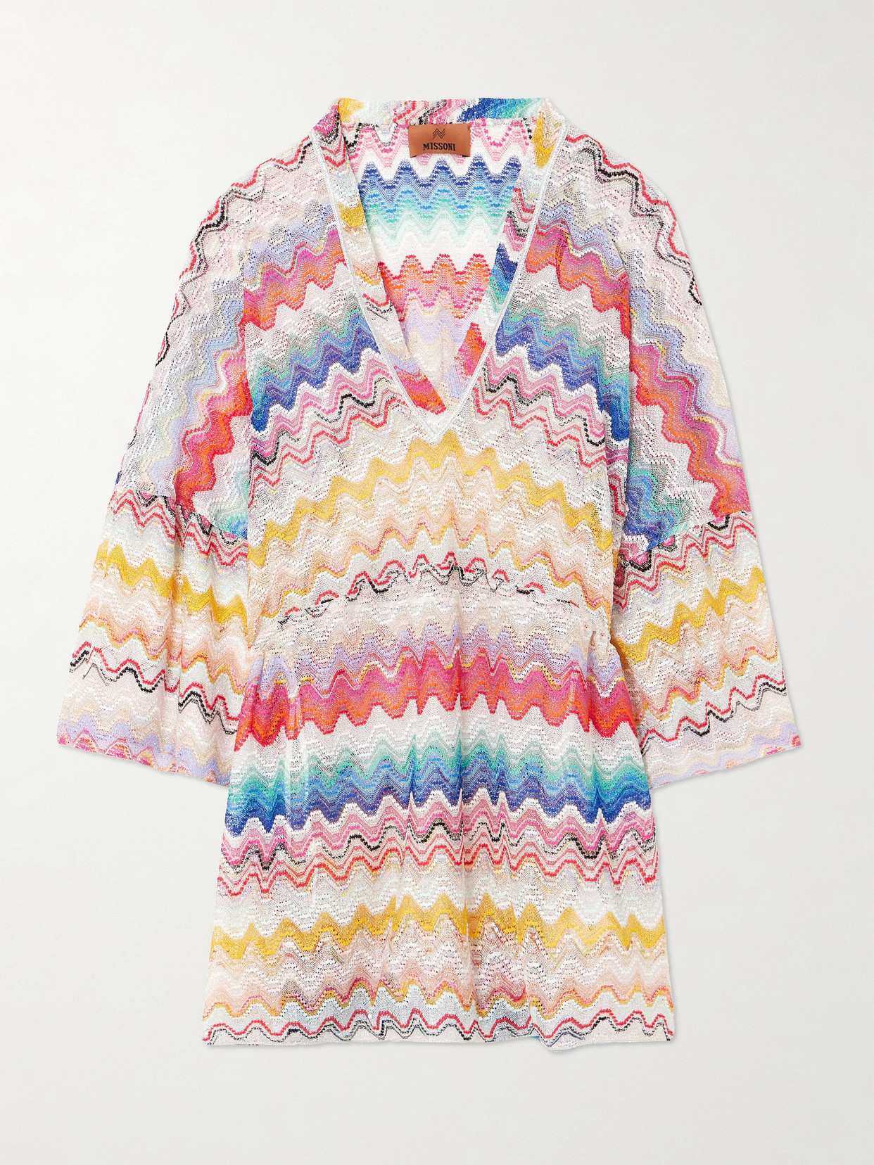 Missoni Mare Striped Metallic Crochet-knit Mini Dress In Multi