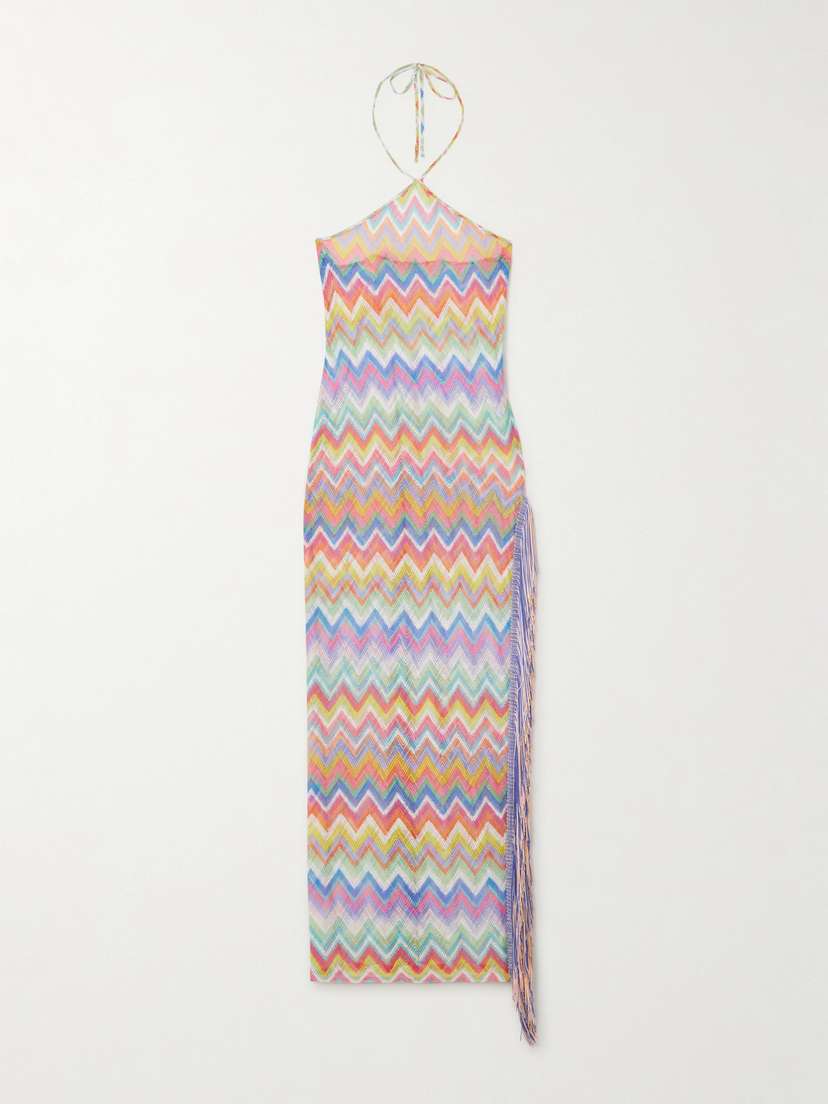 Missoni Fringed Striped Crochet-knit Coverup