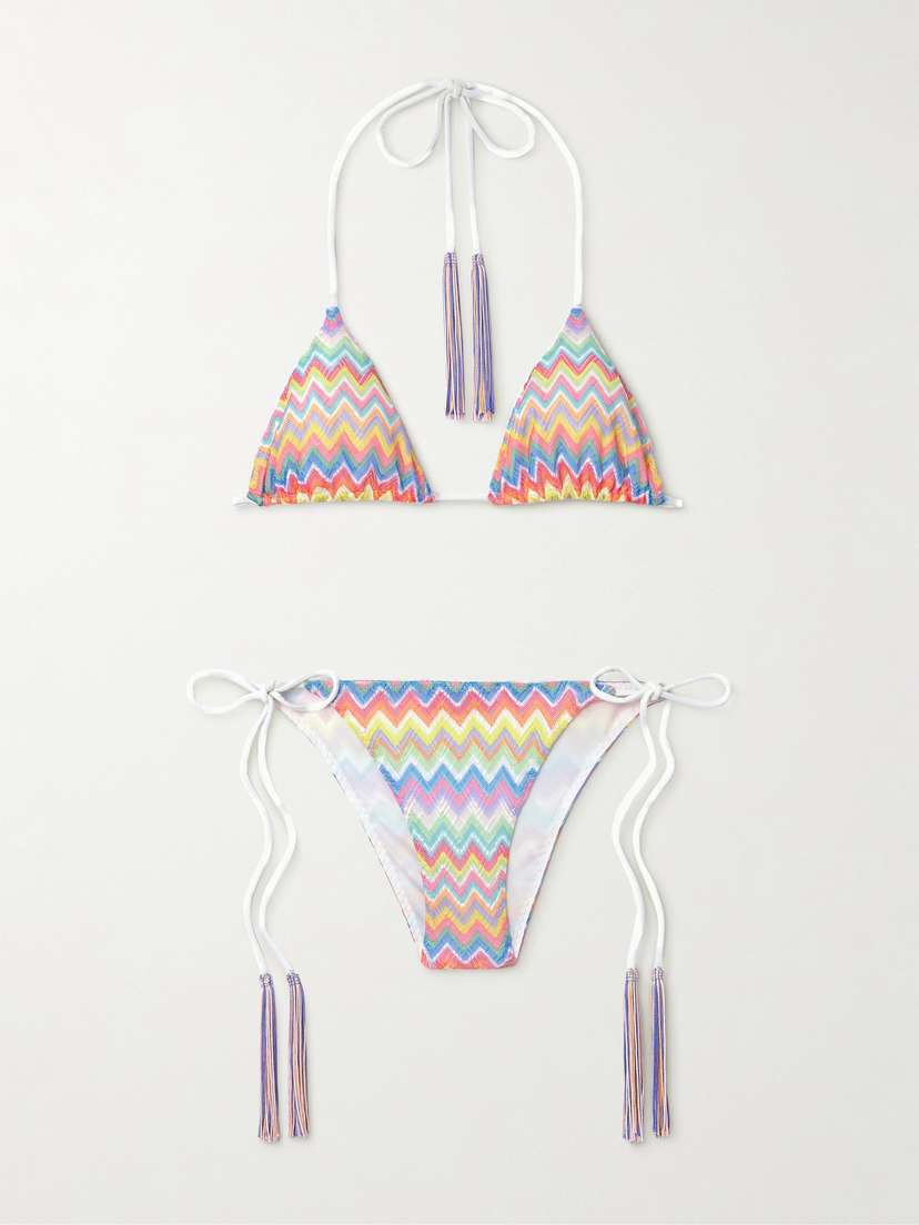 Missoni Striped Crochet-knit Triangle Bikini