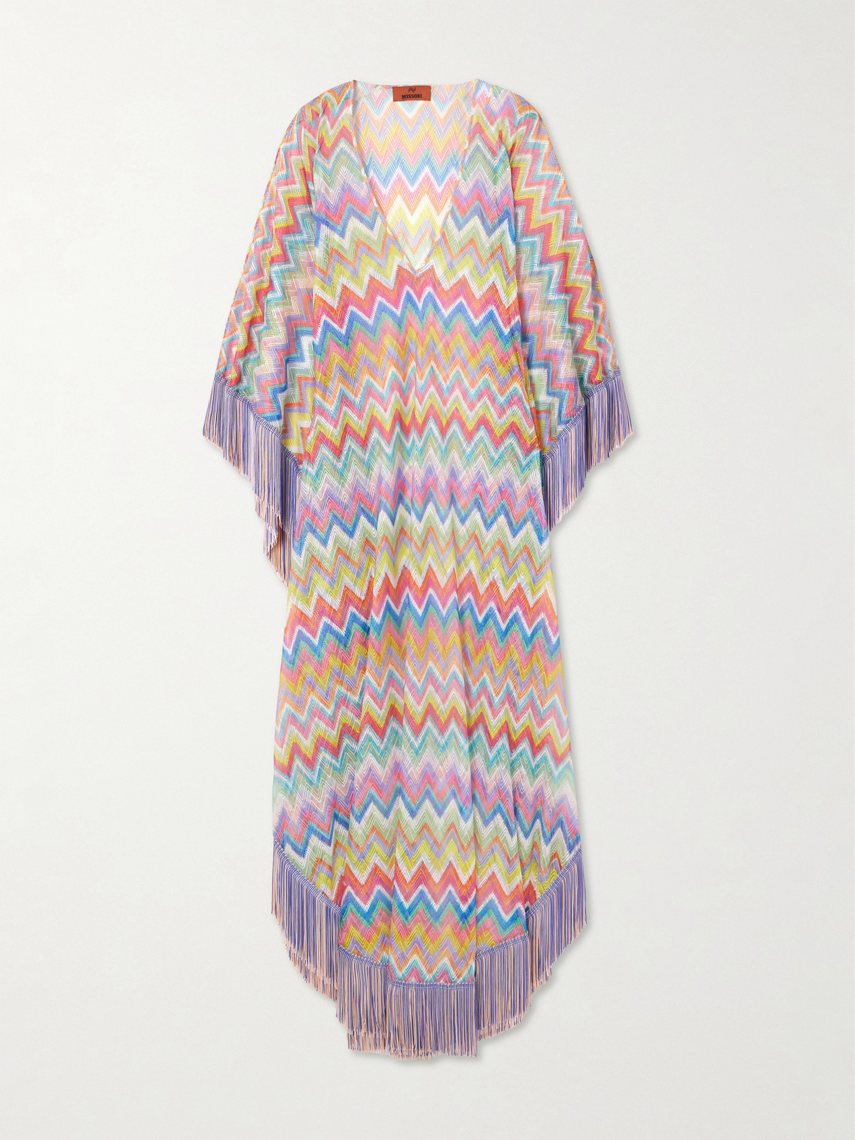 Missoni Fringed Striped Crochet-knit Kaftan In Multi