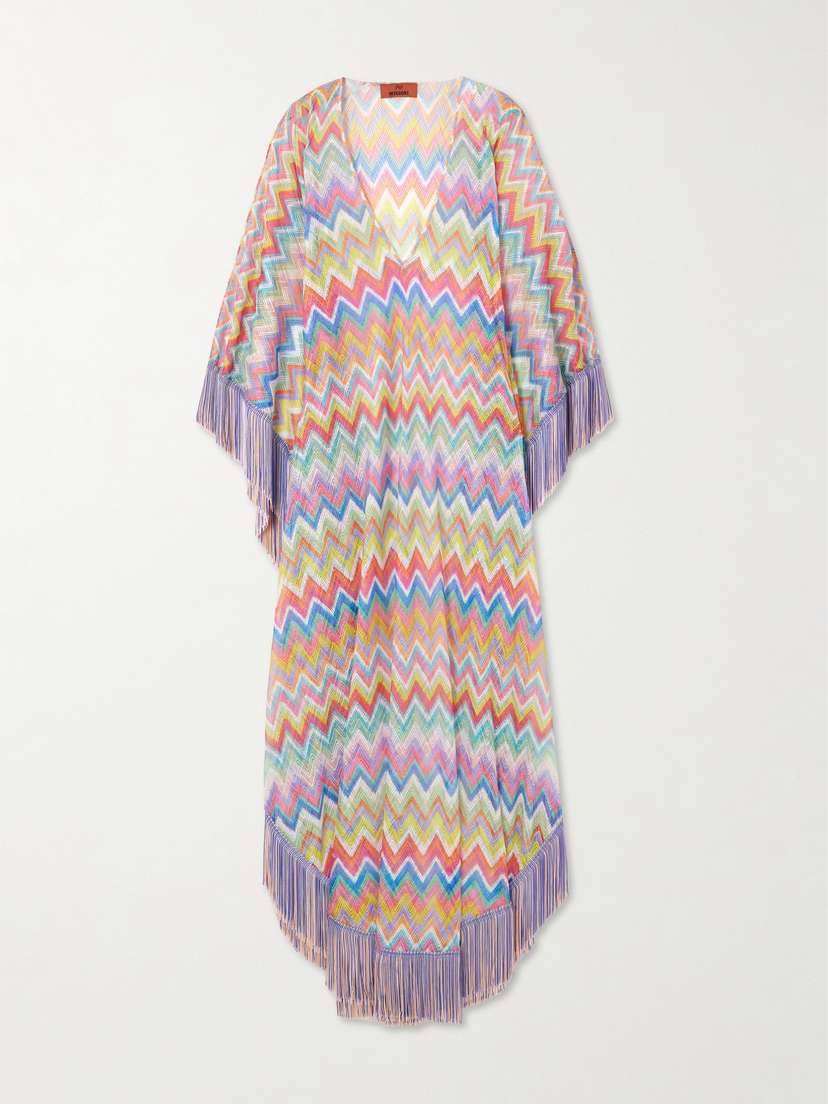 Missoni Fringed Striped Crochet-knit Kaftan