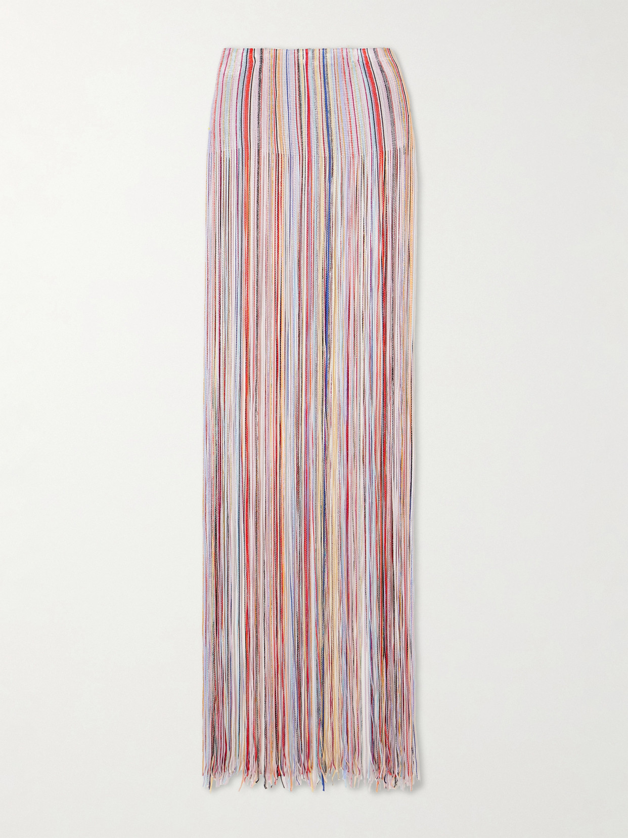 Missoni Mare Fringed Striped Metallic Crochet-knit Maxi Dress In Multi