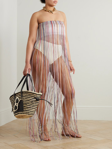 Missoni Mare fringed striped metallic crochet-knit maxi dress