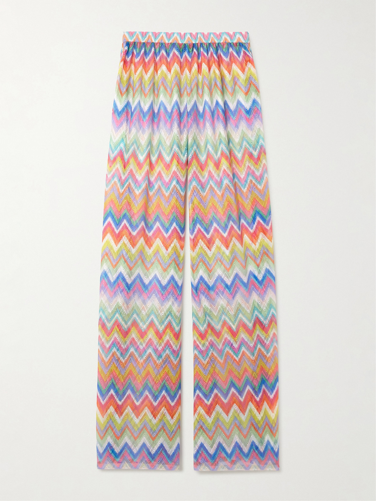 Missoni Striped Crochet-knit Wide-leg Trousers In Multi