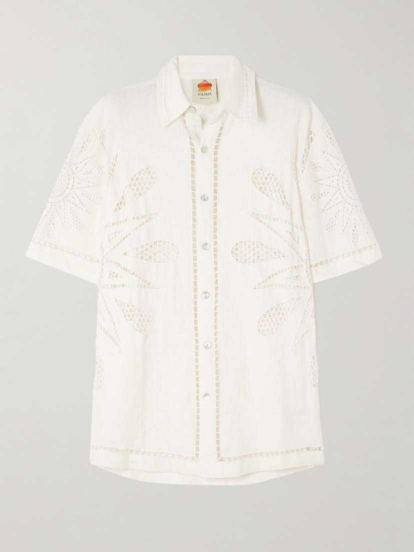 Farm Rio Sunset Richelieu Broderie Anglaise Linen Shirt - x large
