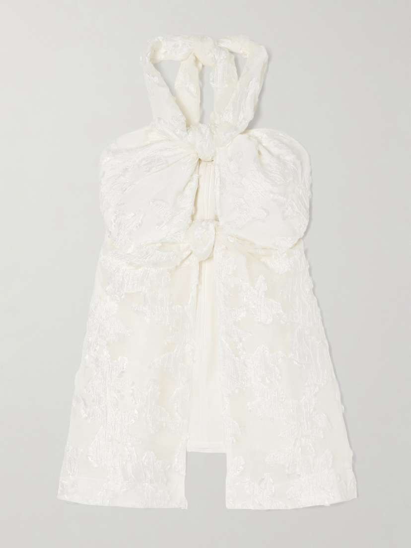 Cult Gaia Knotted Cutout Fil-coupé Organza Halterneck Top - x large