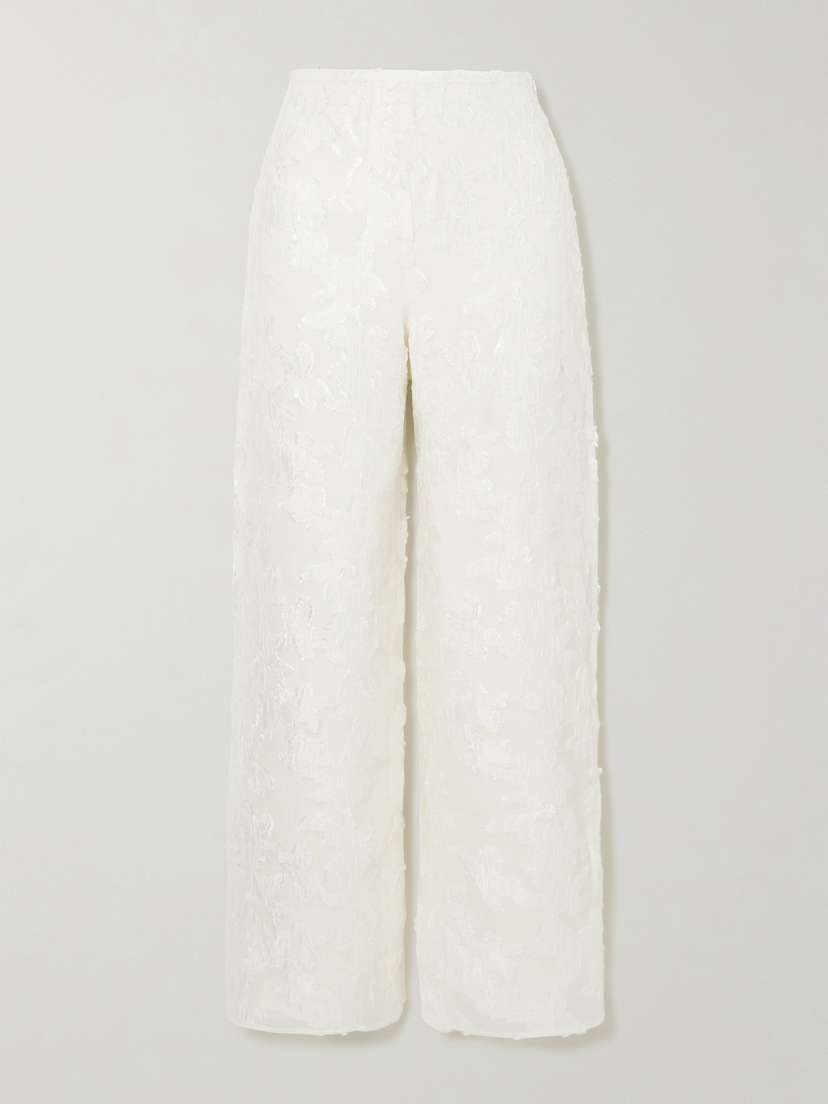 Cult Gaia Lane Fil-coupé Organza Wide-leg Pants