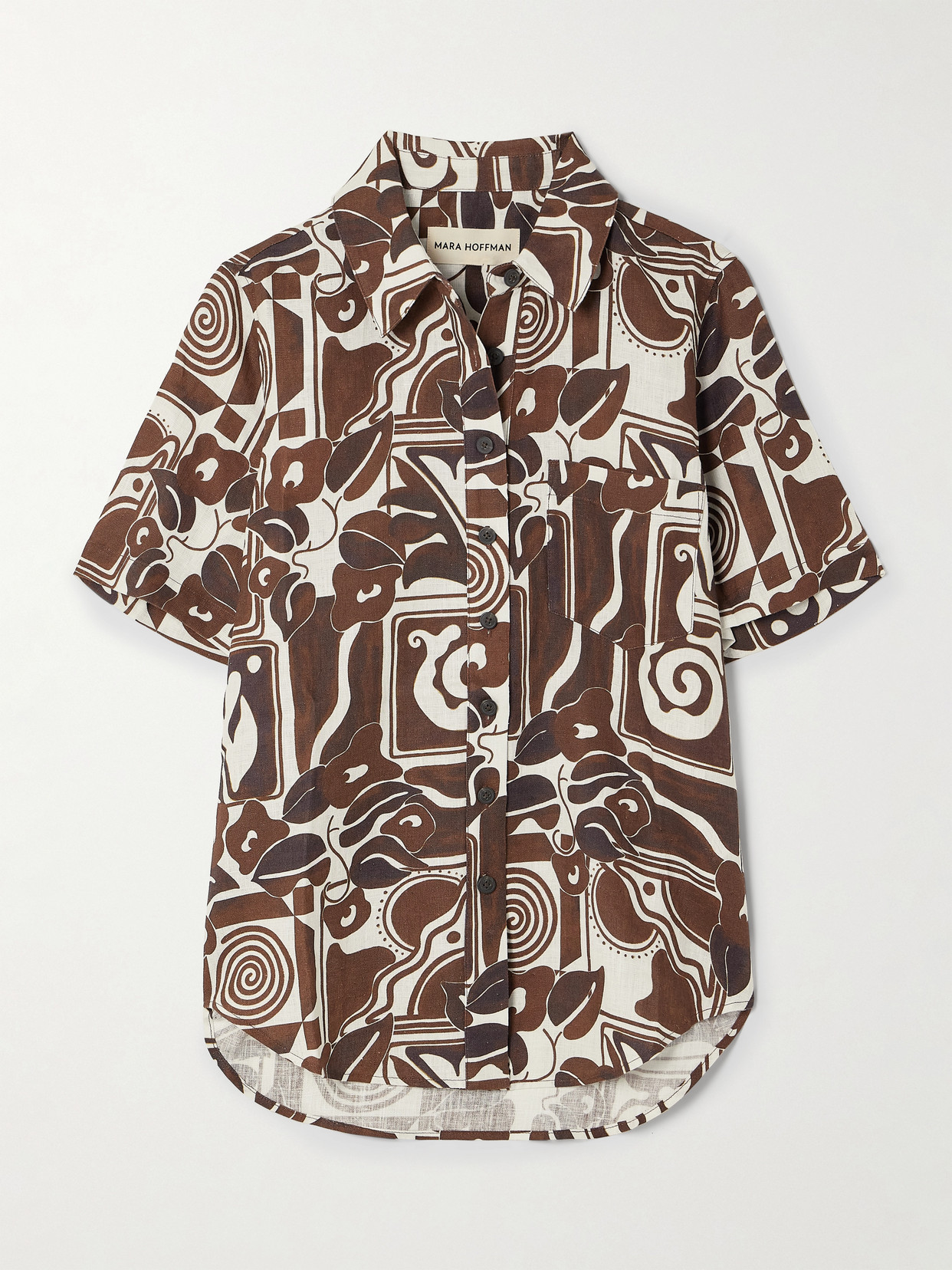 MARA HOFFMAN - Finn Printed Hemp Shirt - Brown