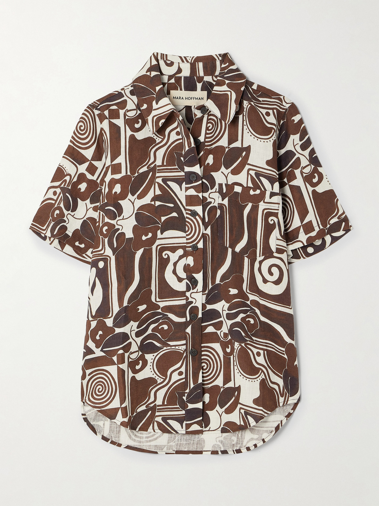 Mara Hoffman + Net Sustain Finn Printed Hemp Shirt In Brown